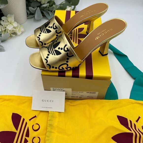 Women’s Gucci X Adidas, slide sandals, size 39.5 made in Italy - Picture 4 of 9